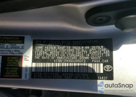 2013 Toyota Camry L из США, поврежденный, VIN 4T1BF1FK0DU265372